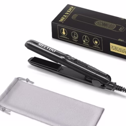 Mini Hair Straighteners, Ceramic Mini Straightener for Short Hair/Bangs, Travel Hair Straighteners Dual Voltage, UK Plug(Black)