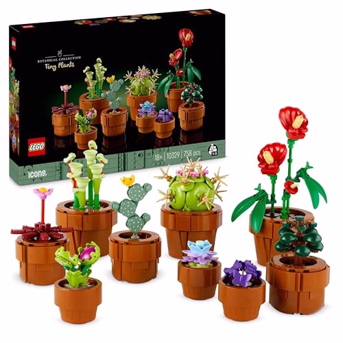 LEGO Icons 10329 Les Plantes Miniatures, Collection Botanique 9 Plantes Artificielles avec des Fleurs, Décoration d'Intérieur